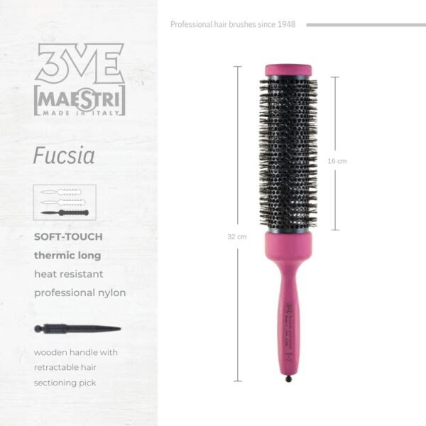 3ME Fucsia Spazzola Professionele Lange Nylon Haarborstel 42481