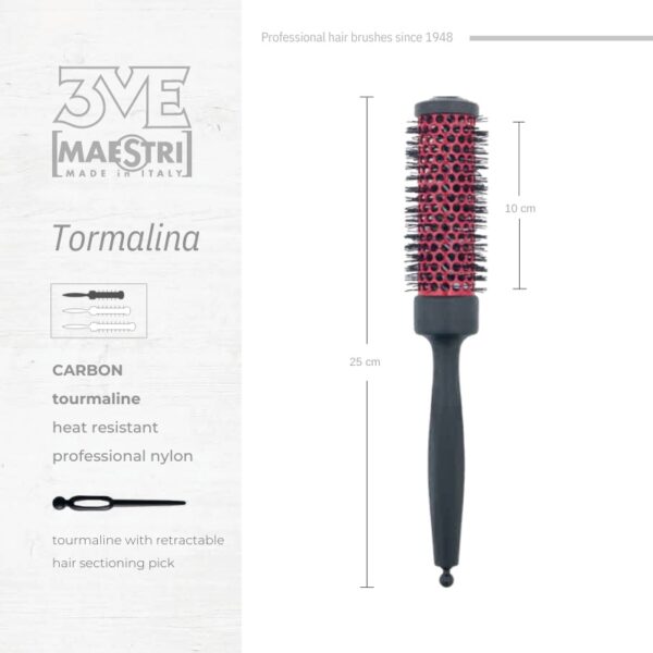 3ME Tormalina Spazzola Professionele Carbon Haarborstel 4447T